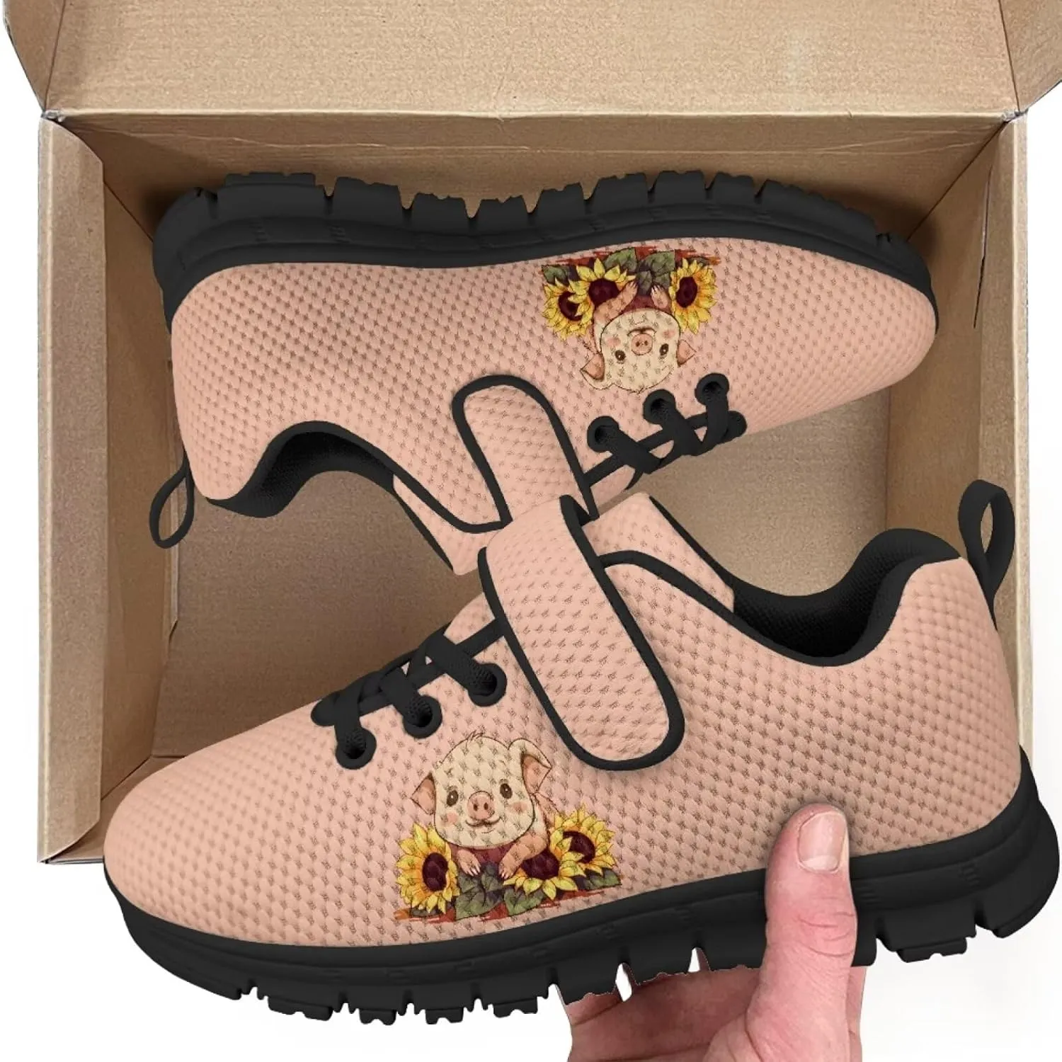 Girls Pig Axolotl Art Print Athletic Running Sneakers for Girls Boys Hiking Tennis Fitness Shoes
