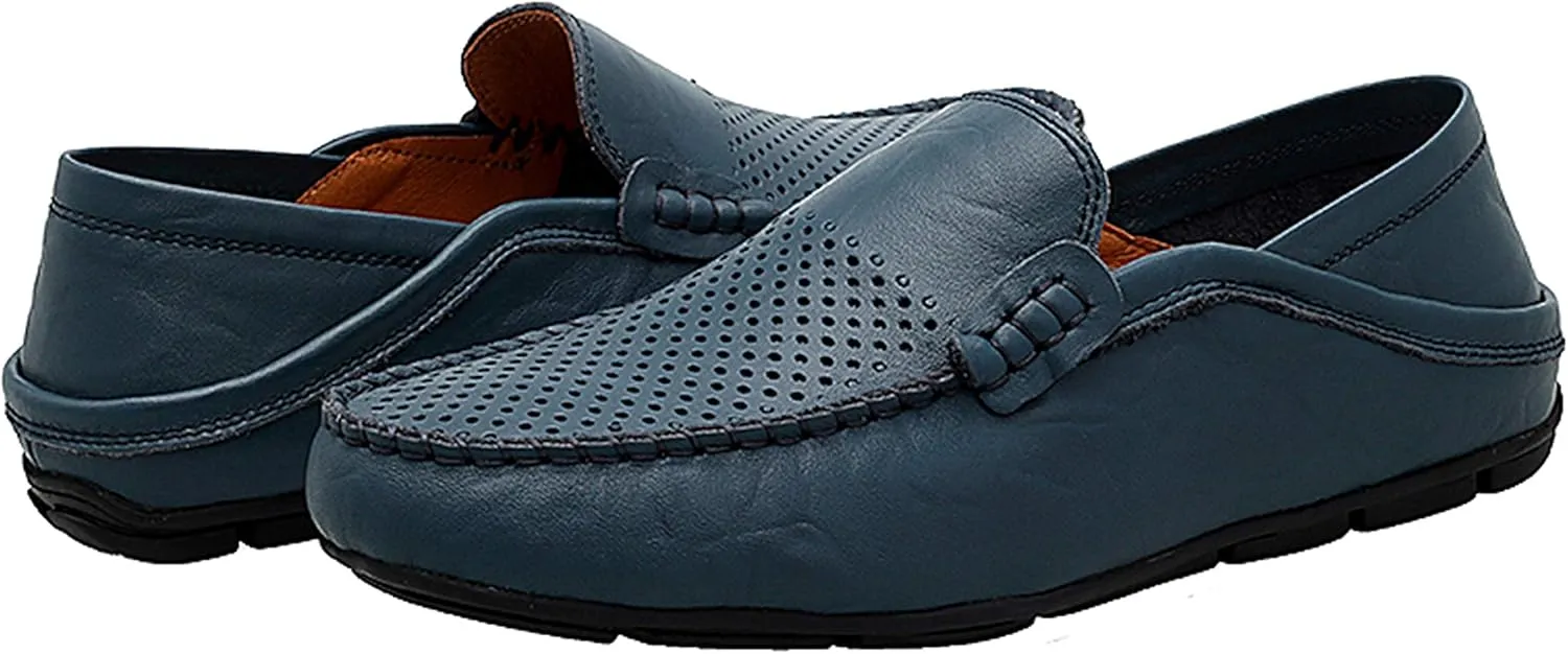 Go Tour Men's Premium Genuine Leather Casual Slip on Loafers Breathable Driving Shoes Fashion Slipper