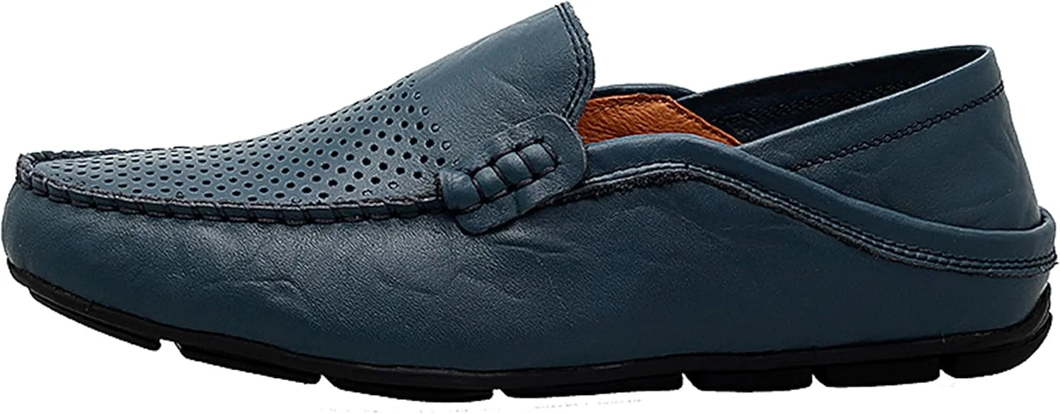 Go Tour Men's Premium Genuine Leather Casual Slip on Loafers Breathable Driving Shoes Fashion Slipper