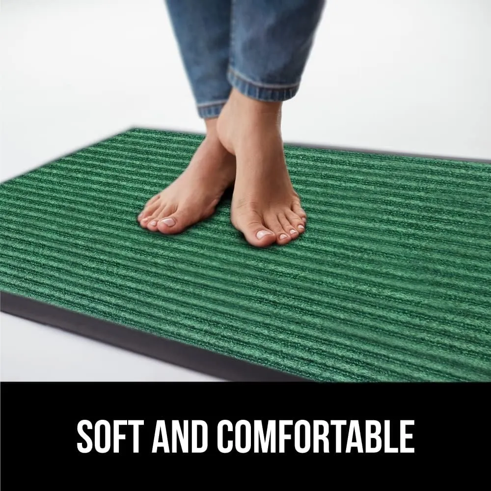 GORILLA GRIP Traffic Guard Door Mat, Heavy Duty Welcome Mats, Commercial Office Space Doormat, Waterproof, Fade Resistant, Strong Rubber Backing, Low Profile, Shoe and Boot Scraper, 35x23, Green