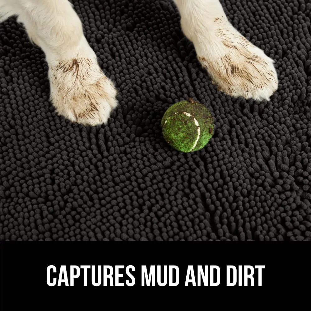 GORILLA GRIP Ultra Absorbent Grippy Doormat for Muddy Dog Paws, 60x36 Machine Washable Soakstopper Rugs Cleaner Floors, Bed Mat for Dirty Dogs, Indoor Entrance Door Rug Pet Bed Mats Black