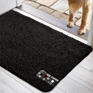 GORILLA GRIP Ultra Absorbent Grippy Doormat for Muddy Dog Paws, 60x36 Machine Washable Soakstopper Rugs Cleaner Floors, Bed Mat for Dirty Dogs, Indoor Entrance Door Rug Pet Bed Mats Black