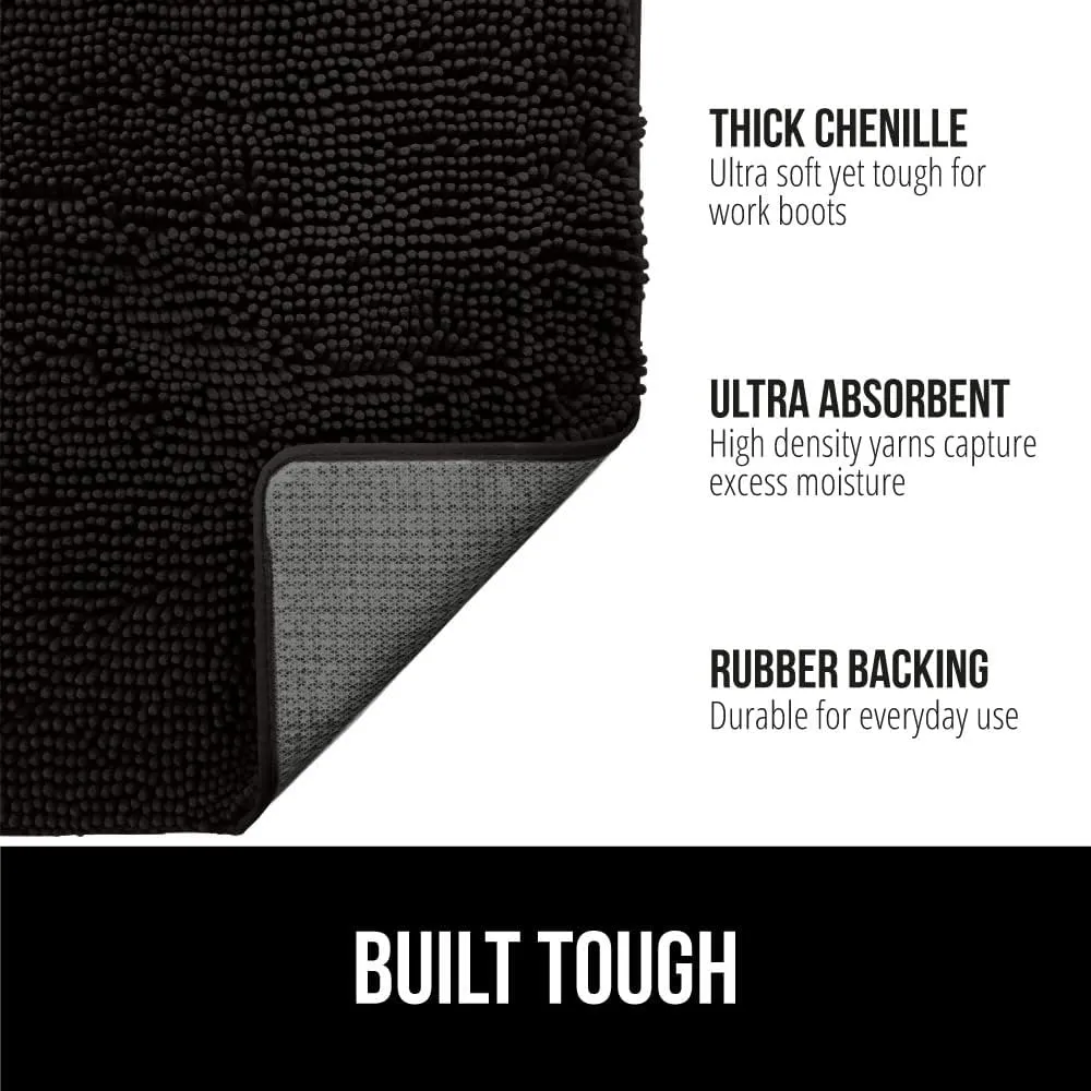 GORILLA GRIP Ultra Absorbent Grippy Doormat for Muddy Dog Paws, 60x36 Machine Washable Soakstopper Rugs Cleaner Floors, Bed Mat for Dirty Dogs, Indoor Entrance Door Rug Pet Bed Mats Black