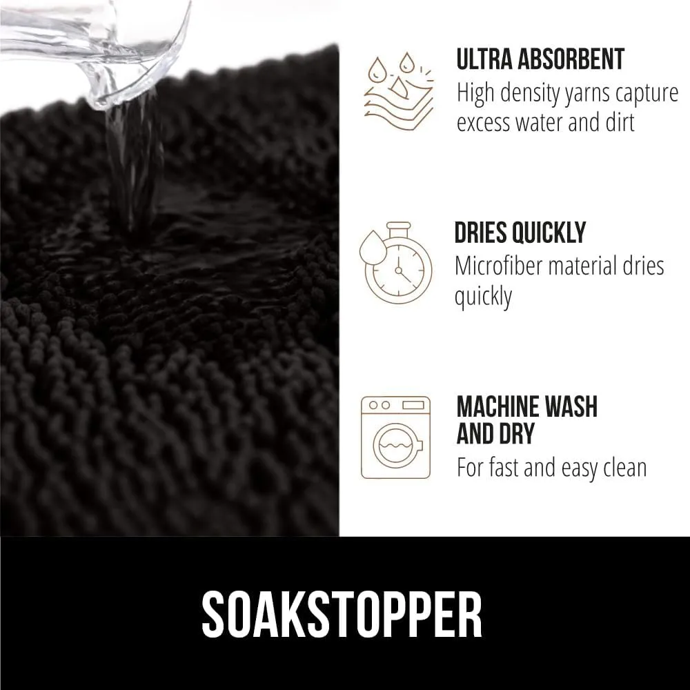 GORILLA GRIP Ultra Absorbent Grippy Doormat for Muddy Dog Paws, 60x36 Machine Washable Soakstopper Rugs Cleaner Floors, Bed Mat for Dirty Dogs, Indoor Entrance Door Rug Pet Bed Mats Black