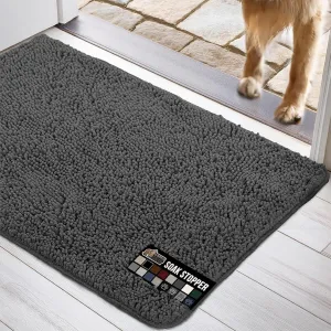 GORILLA GRIP Ultra Absorbent Grippy Doormat for Muddy Dog Paws, Machine Washable Soakstopper Rugs Cleaner Floors, Bed Mat for Dirty Dogs, Indoor Entrance Door Rug Pet Bed Mats 24x17 Charcoal