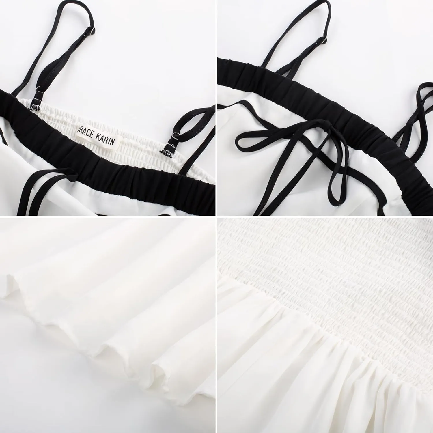 GRACE KARIN Women's 2025 Summer Spaghetti Strap Midi Dress Square Neck A Line Flowy Dress Tie Front Beach Sundress