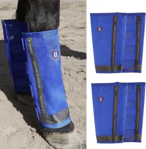 Harrison Howard Loose-Fitting Horse Fly Boots UV-Protective Breathable Fine Mesh Leggins Comfortable Fly Boots with Reflective Strips for Extra Safety (Set of 4) Signature Blue Cob (Medium)