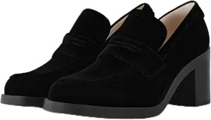 heelchic Chunky Loafers Women Dressy, Pumps Shoes for Women Pointed Closed Toe, Comfortable Block Heels Penny Loafers Slip On
