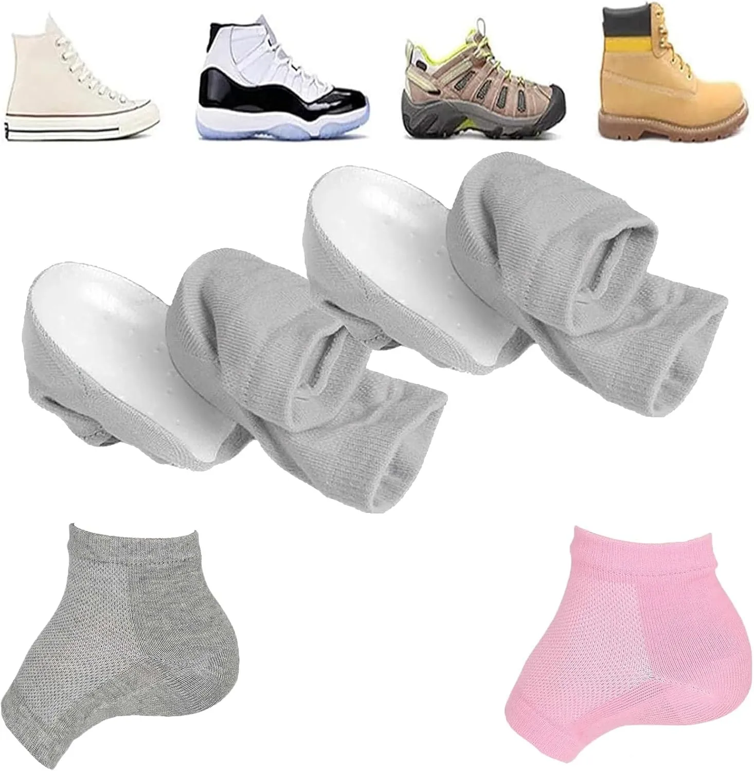 Height Max Socks, Height Max Insoles 3 inches, Invisible Shoe Lift Heel Pads, Half Height Increase Insoles, Height Increase Socks for Women Men (3.5cm, Black)
