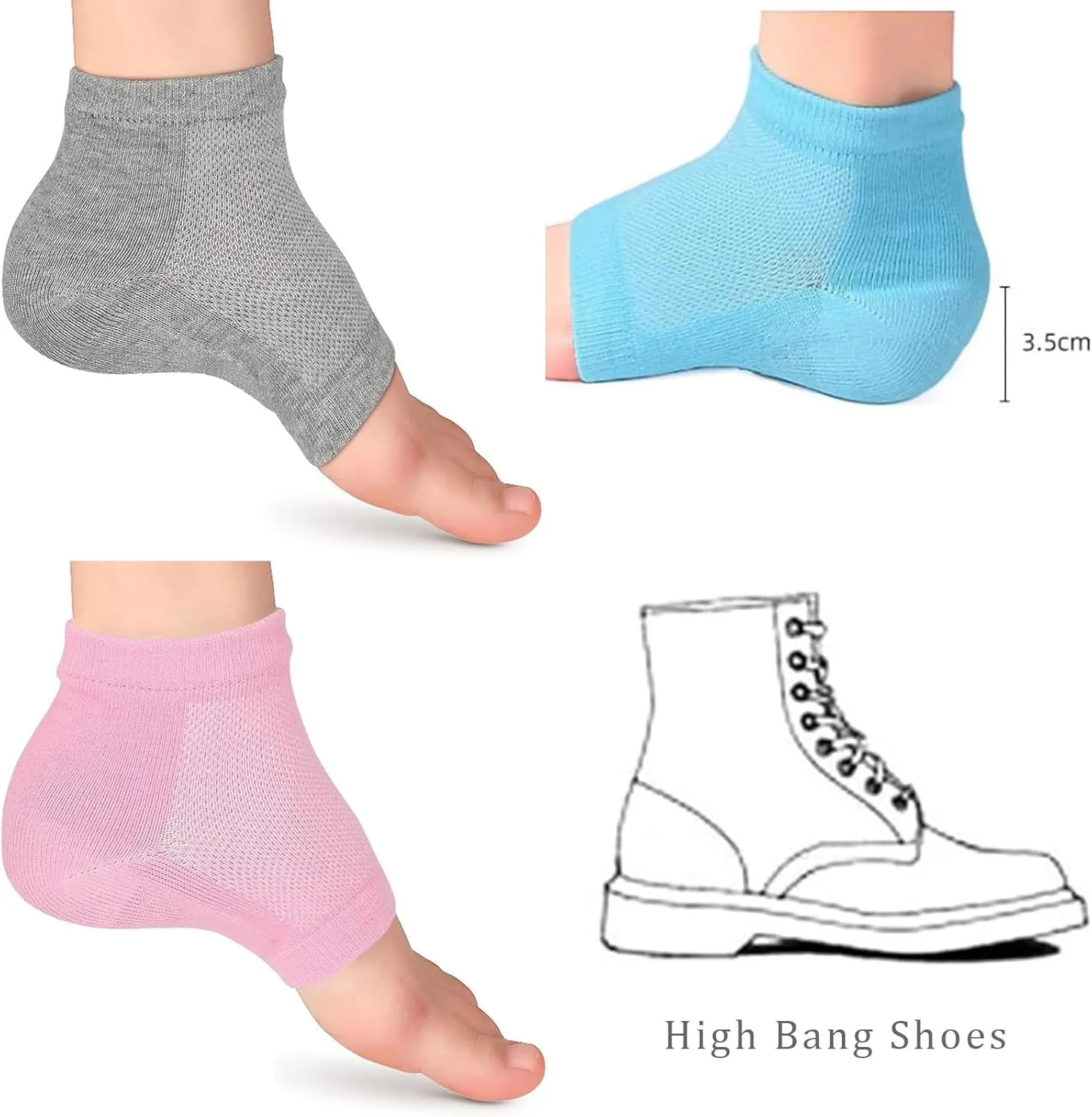 Height Max Socks, Height Max Insoles 3 inches, Invisible Shoe Lift Heel Pads, Half Height Increase Insoles, Height Increase Socks for Women Men (3.5cm, Black)