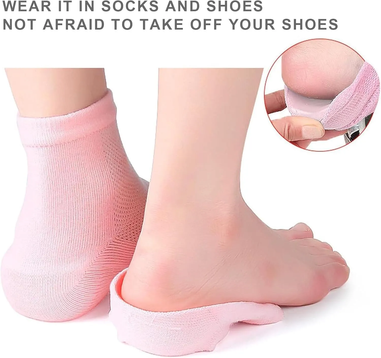 Height Max Socks, Height Max Insoles 3 inches, Invisible Shoe Lift Heel Pads, Half Height Increase Insoles, Height Increase Socks for Women Men (3.5cm, Black)
