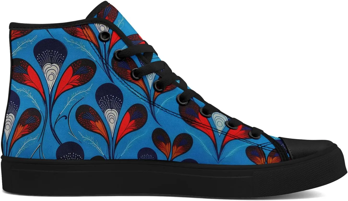 High Top Sneakers for Women Men Canvas Shoes Lightweight Printed Lace Up Fashion Casual Walking Shoes Street Footwear