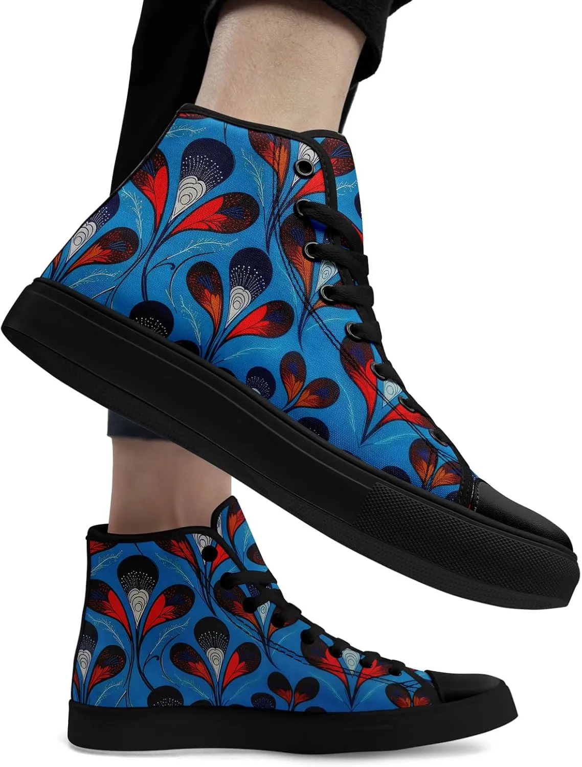 High Top Sneakers for Women Men Canvas Shoes Lightweight Printed Lace Up Fashion Casual Walking Shoes Street Footwear