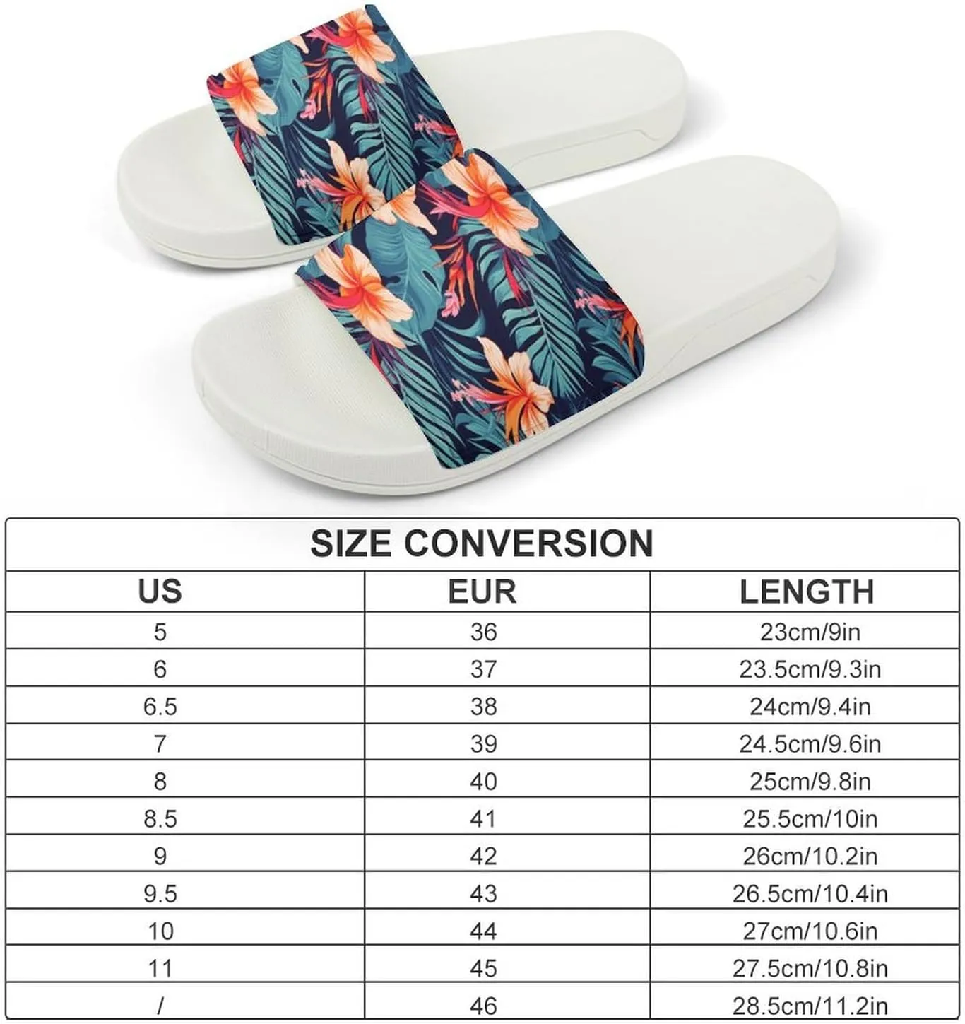 Home Slides Shower Sandals,Hawaii Tropical Flower Print Open Toe Slippers,Summer Beach Slides,Non-Slip Shower Shoes for Indoor And Outdoor