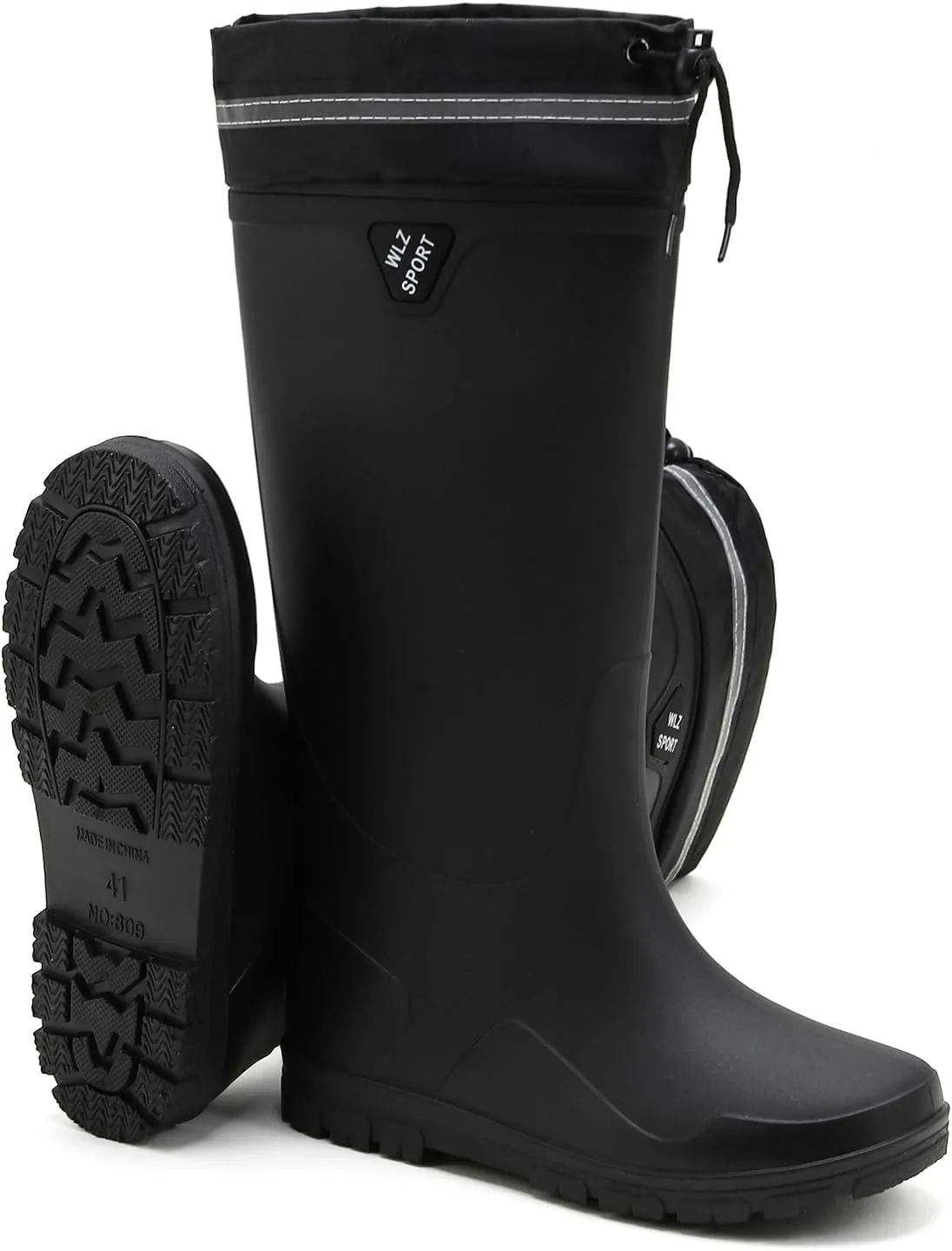 HSBDNZQ Rain Boots for Men Waterproof Mens Knee High Rubber Boots with PVC, Comfort Lightweight Work Mud Boots, Durable Slip Garden Boots for Gardening Fishing