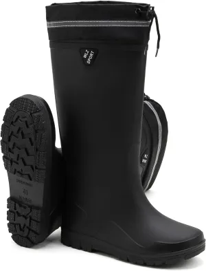 HSBDNZQ Rain Boots for Men Waterproof Mens Knee High Rubber Boots with PVC, Comfort Lightweight Work Mud Boots, Durable Slip Garden Boots for Gardening Fishing