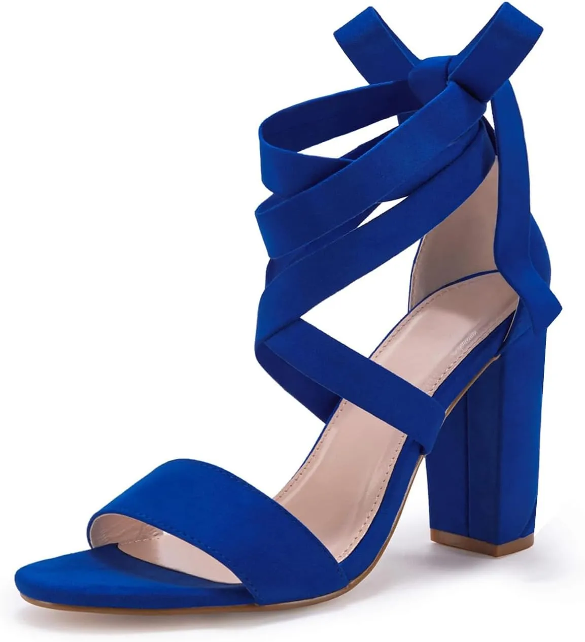 Huiyuzhi Womens Strappy Heels Lace up High Heeled Sandals Chunky Block Ankle Tie Pumps Dress Party Shoes