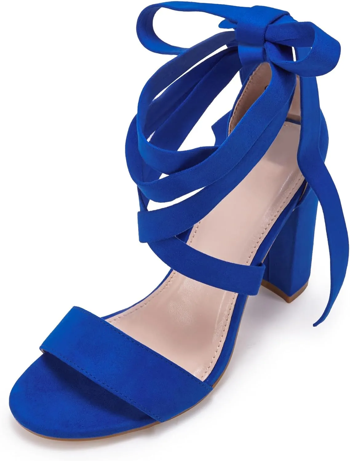 Huiyuzhi Womens Strappy Heels Lace up High Heeled Sandals Chunky Block Ankle Tie Pumps Dress Party Shoes