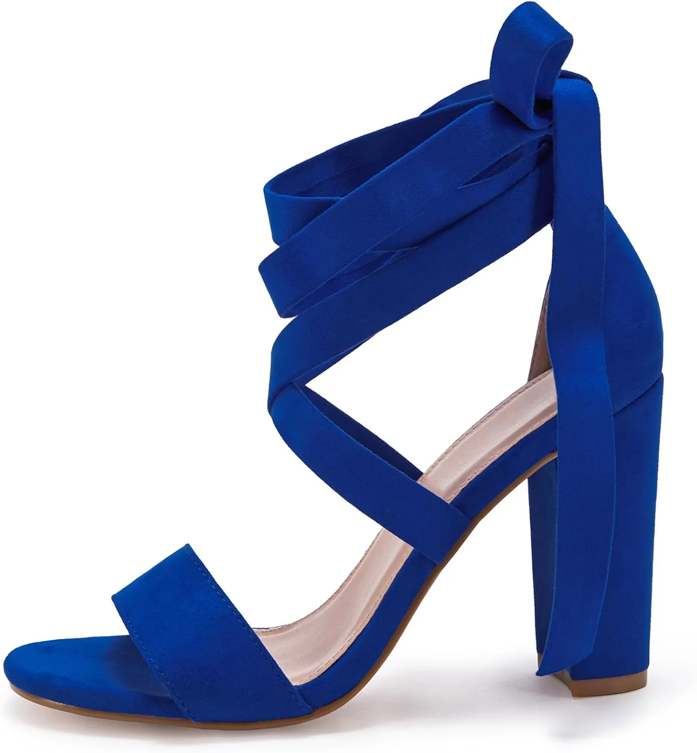 Huiyuzhi Womens Strappy Heels Lace up High Heeled Sandals Chunky Block Ankle Tie Pumps Dress Party Shoes
