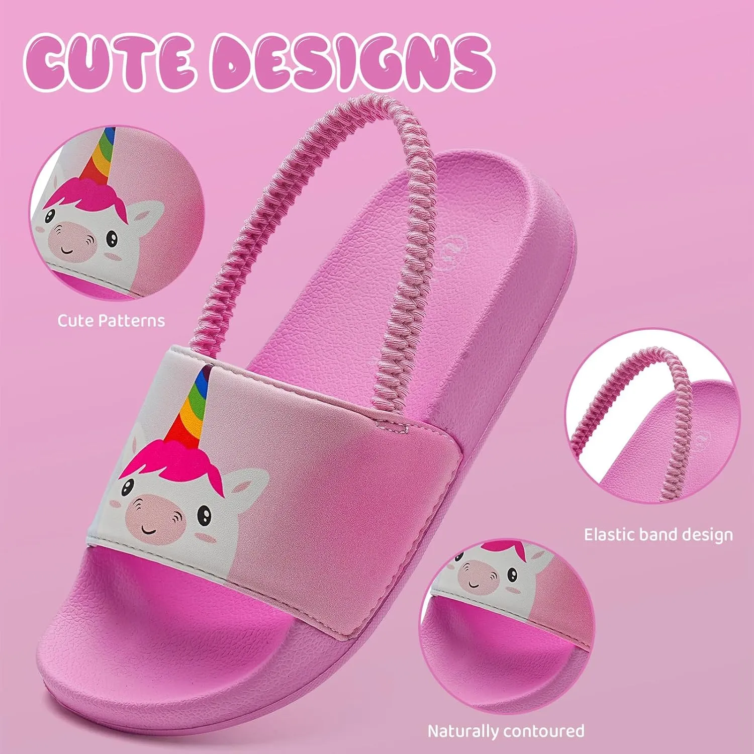 IceUnicorn Kids Girls Slide Sandals Toddler Slippers Boys Non-slip Summer Casual Beach Water Shoes for Indoor & Outdoor