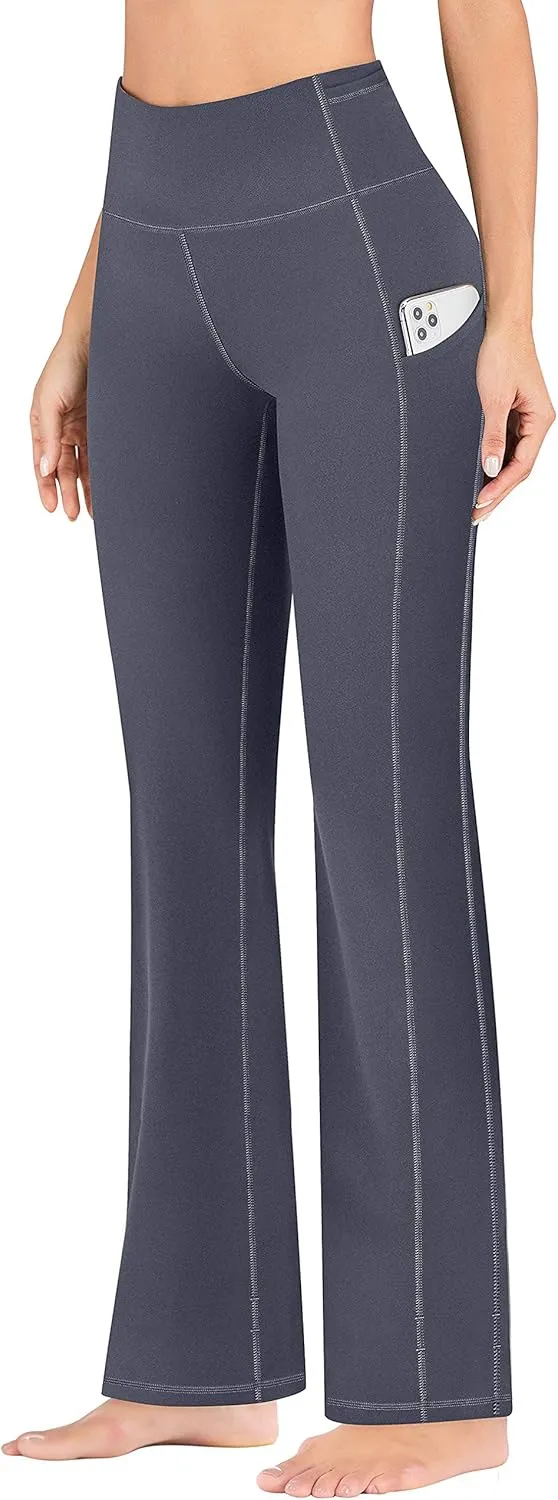 IUGA Bootcut Yoga Pants for Women with Pockets High Waisted Workout Pants Tummy Control Bootleg Work Pants for Women