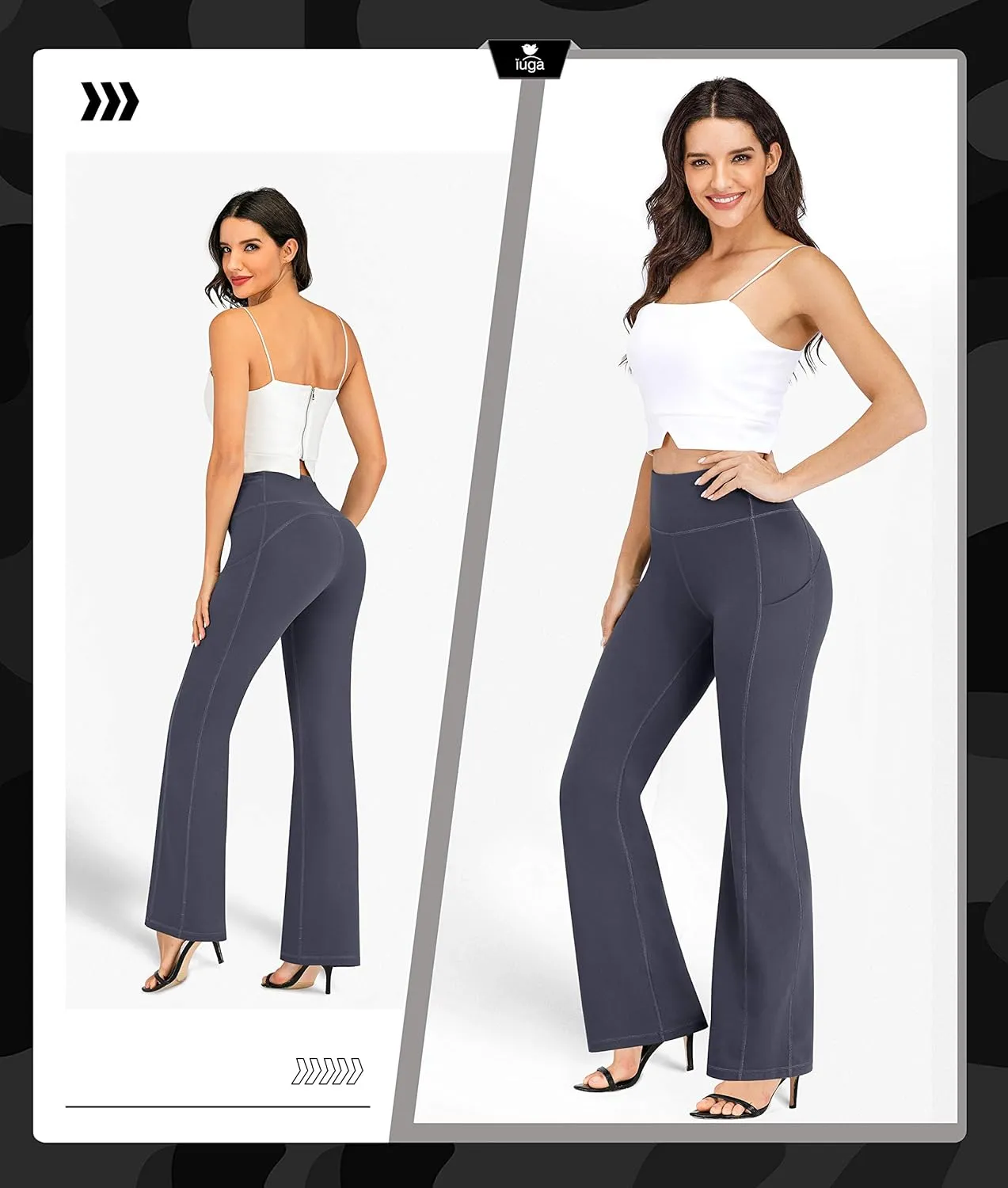IUGA Bootcut Yoga Pants for Women with Pockets High Waisted Workout Pants Tummy Control Bootleg Work Pants for Women
