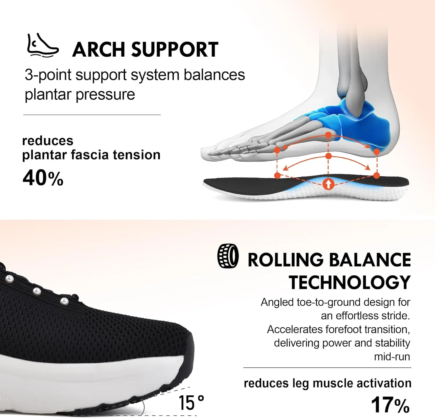 JACKSHIBO Women's Wide Toe Box Slip in Hands Free Shoes Arch Support Slip On Wide Sneaker Orthopedic Thick Cushioning Walking Shoes