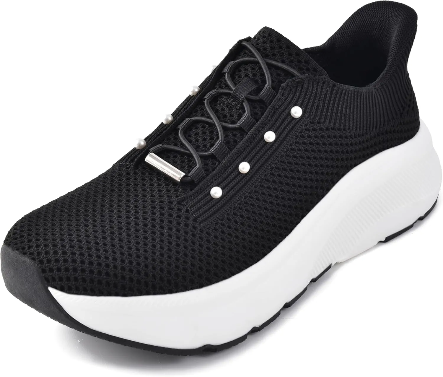 JACKSHIBO Women's Wide Toe Box Slip in Hands Free Shoes Arch Support Slip On Wide Sneaker Orthopedic Thick Cushioning Walking Shoes
