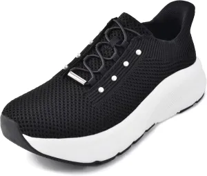 JACKSHIBO Women's Wide Toe Box Slip in Hands Free Shoes Arch Support Slip On Wide Sneaker Orthopedic Thick Cushioning Walking Shoes