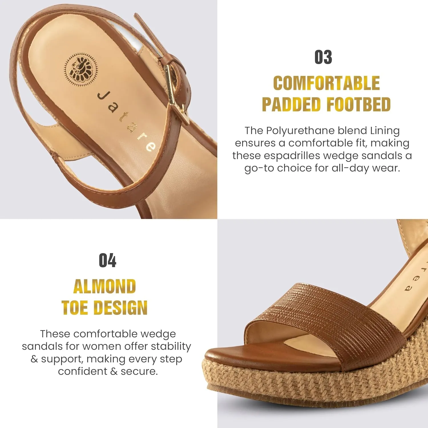 JATAREA Leather Wedge Sandals for Women | Women's Sandals Perfect for Summer