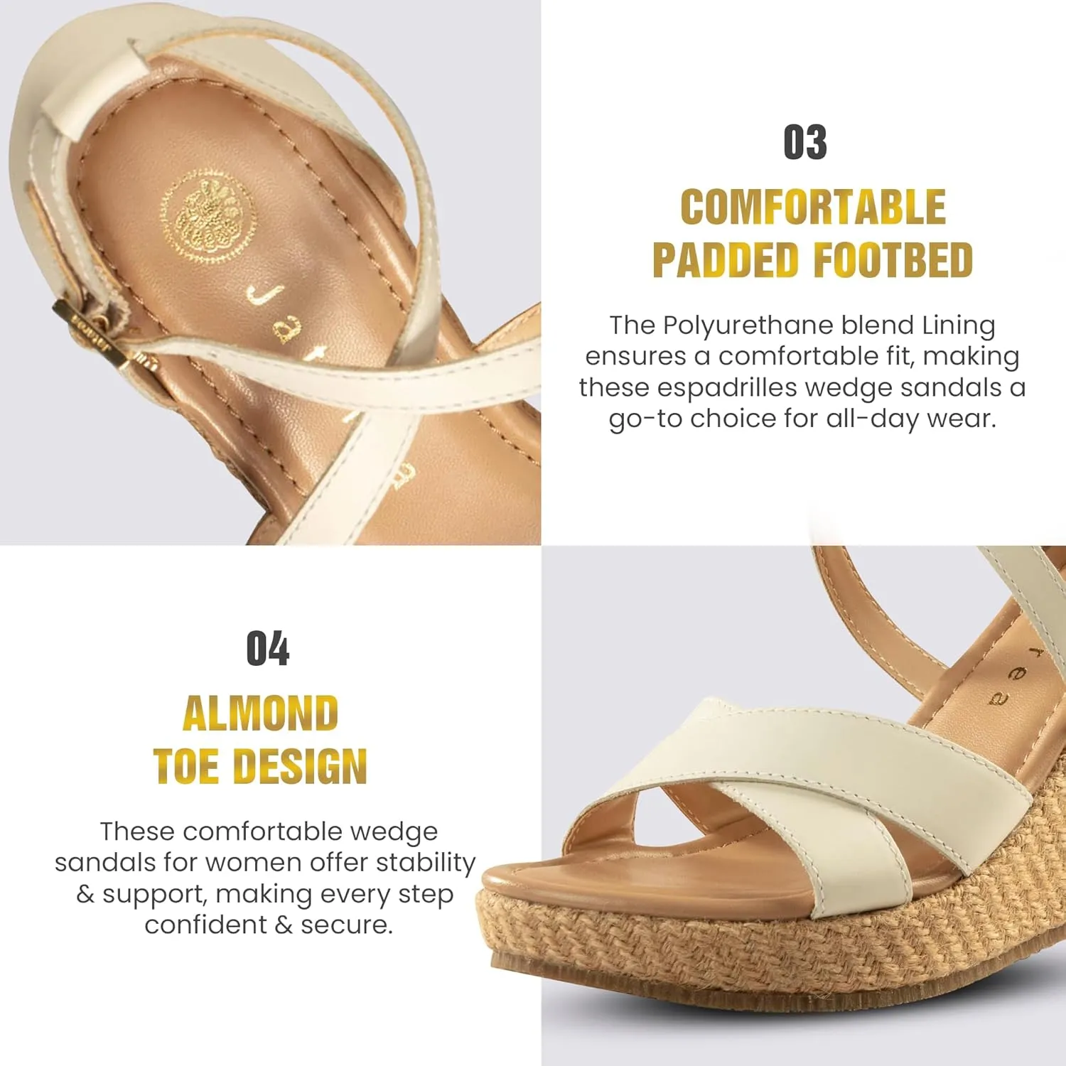 JATAREA Leather Wedge Sandals for Women | Women's Sandals Perfect for Summer
