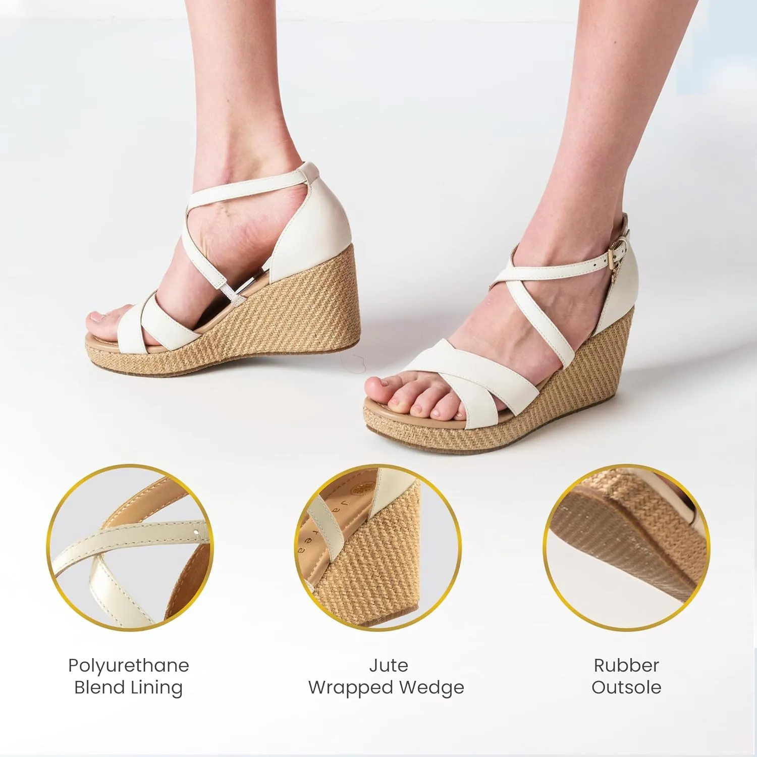 JATAREA Leather Wedge Sandals for Women | Women's Sandals Perfect for Summer