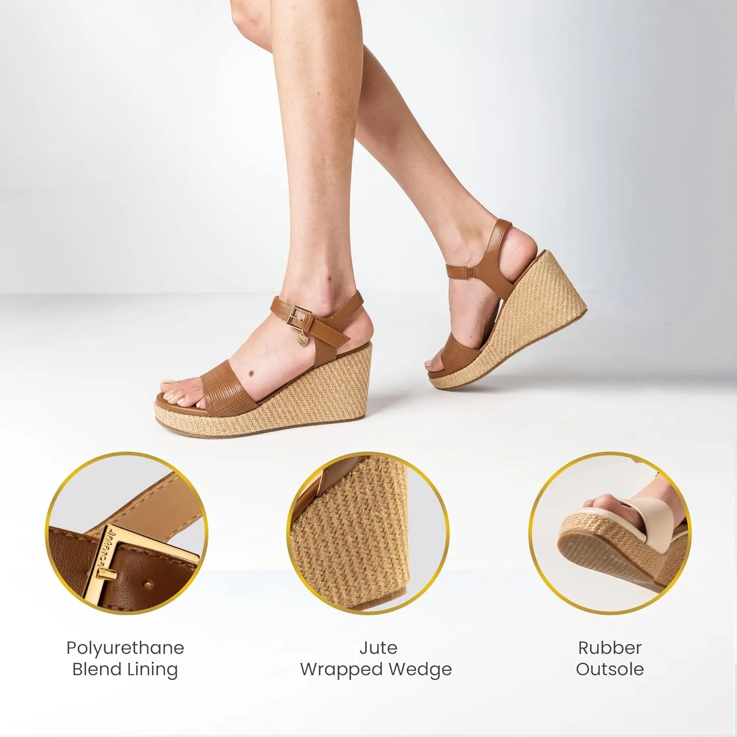 JATAREA Leather Wedge Sandals for Women | Women's Sandals Perfect for Summer