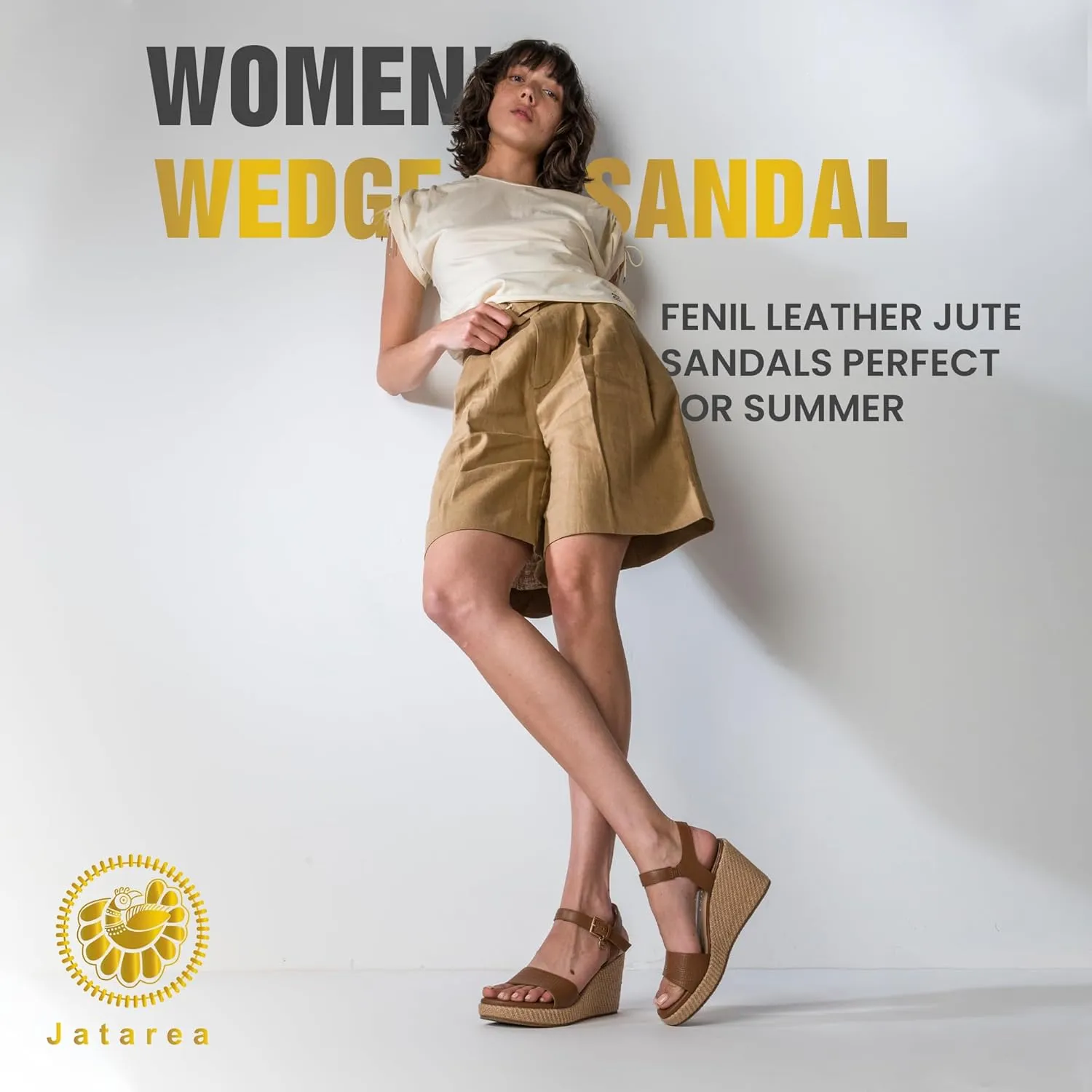 JATAREA Leather Wedge Sandals for Women | Women's Sandals Perfect for Summer