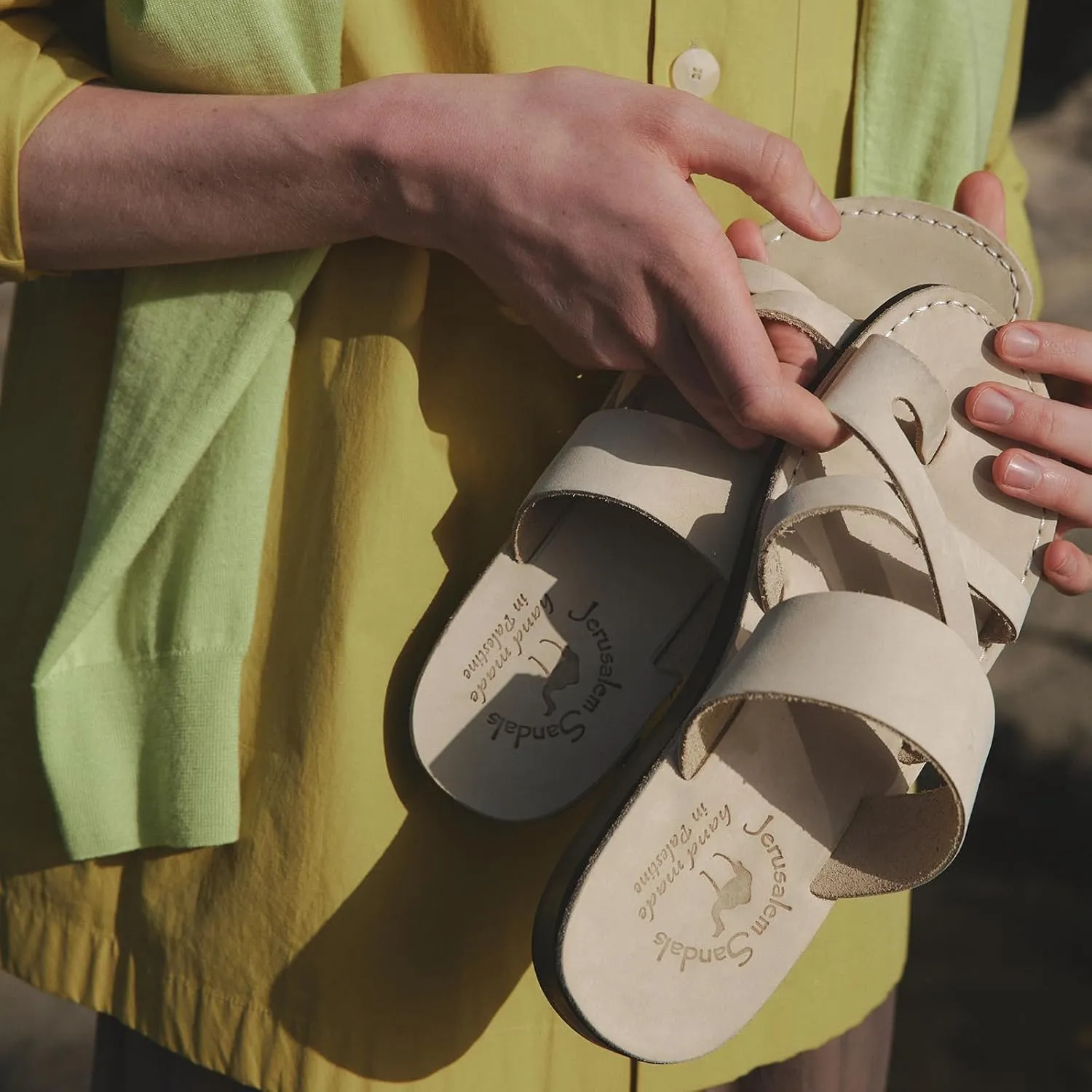Jerusalem Sandals The Good Shepherd - Leather Toe Loop Slide - Men Sandals