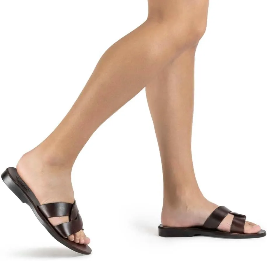 Jerusalem Sandals Womens Emily Black, Durable Handcrafted Real Leather Sandals, Women Sandal With Dual intertwined Straps Textured sole, Waterproof