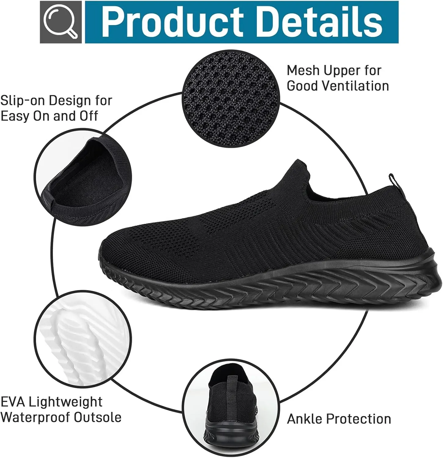 JIAFO Mens Shoes Walking Shoes for Men Mens Slip On Shoes Sneakers for Men, Casual Athletic Running, Lightweight Breathable Mesh Knit