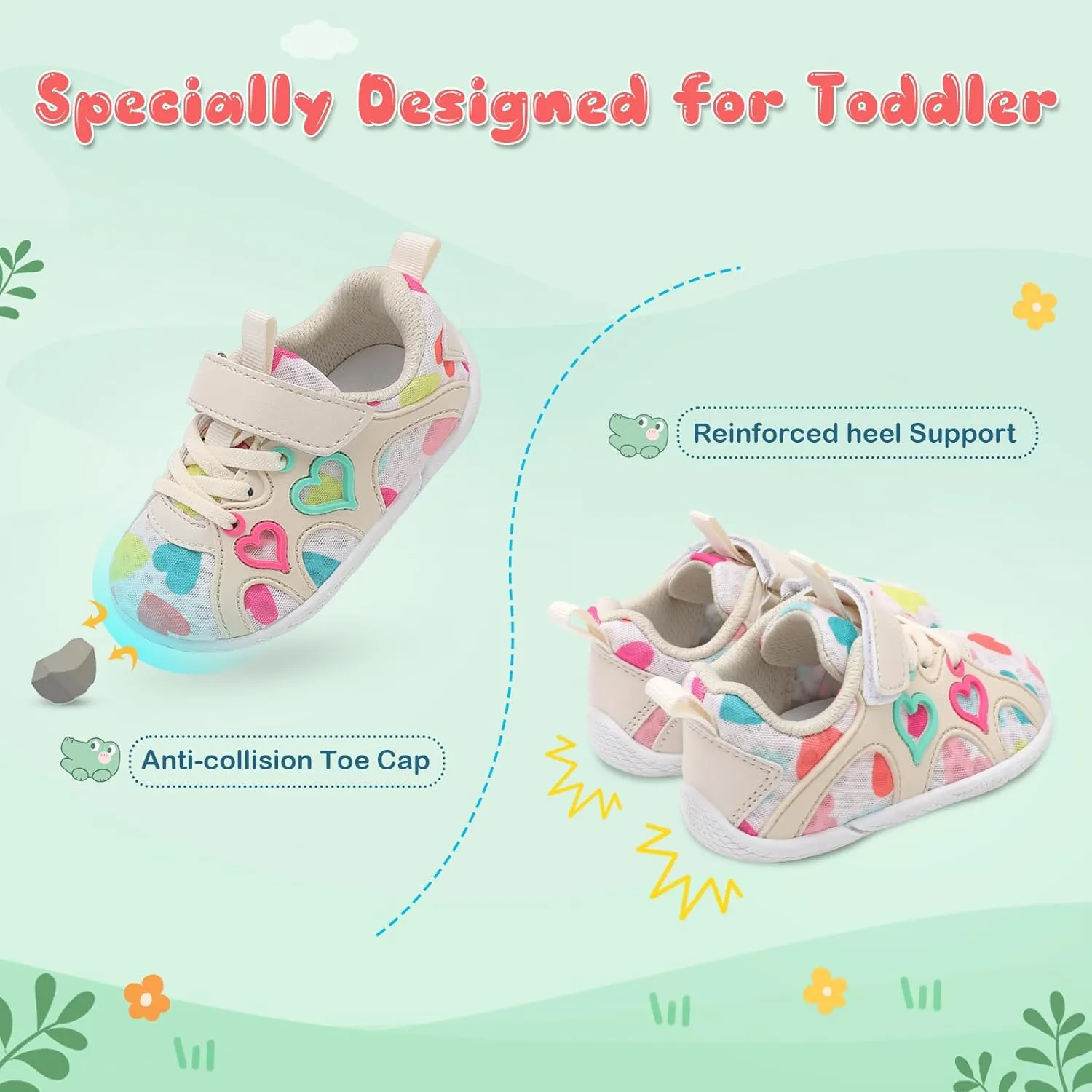 JIASUQI Toddler Shoes for Baby Girls Sneakers Barefoot Walking Shoes Running Tennis Shoes