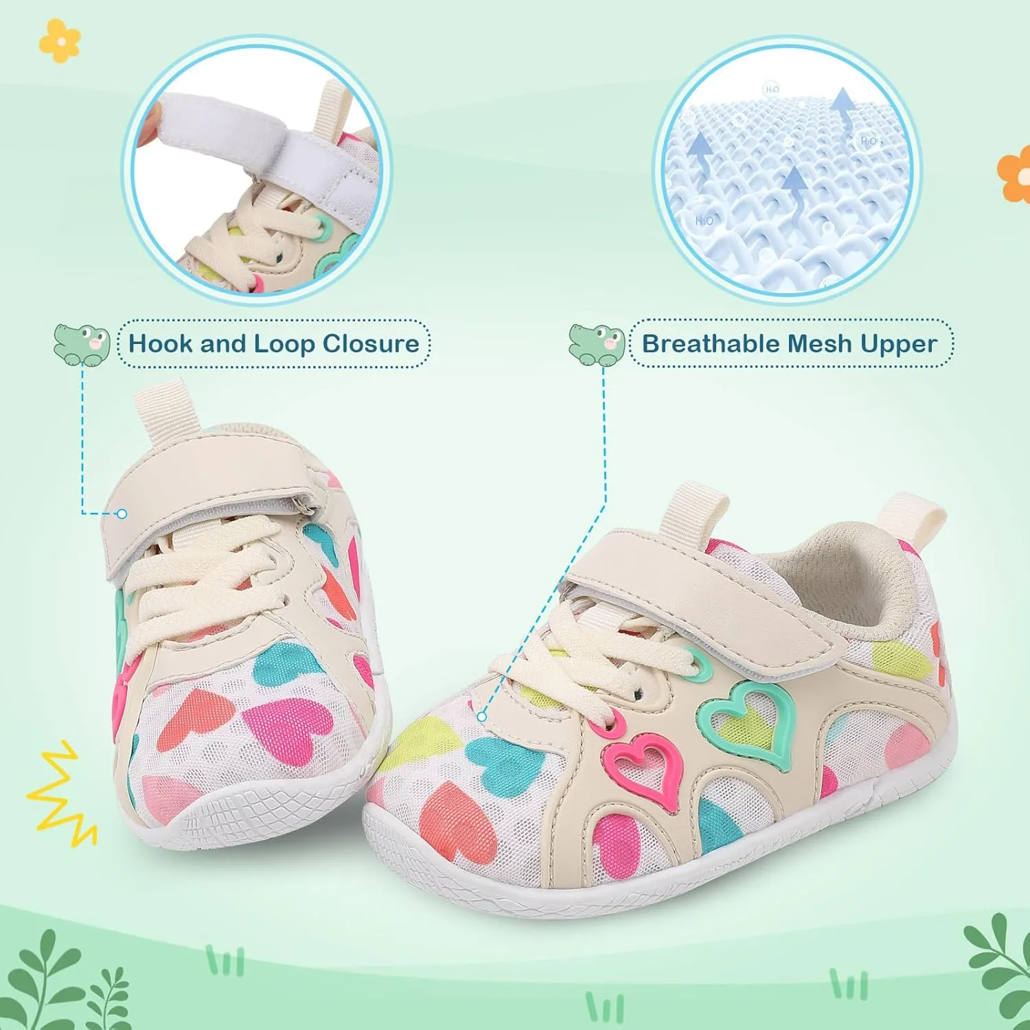 JIASUQI Toddler Shoes for Baby Girls Sneakers Barefoot Walking Shoes Running Tennis Shoes