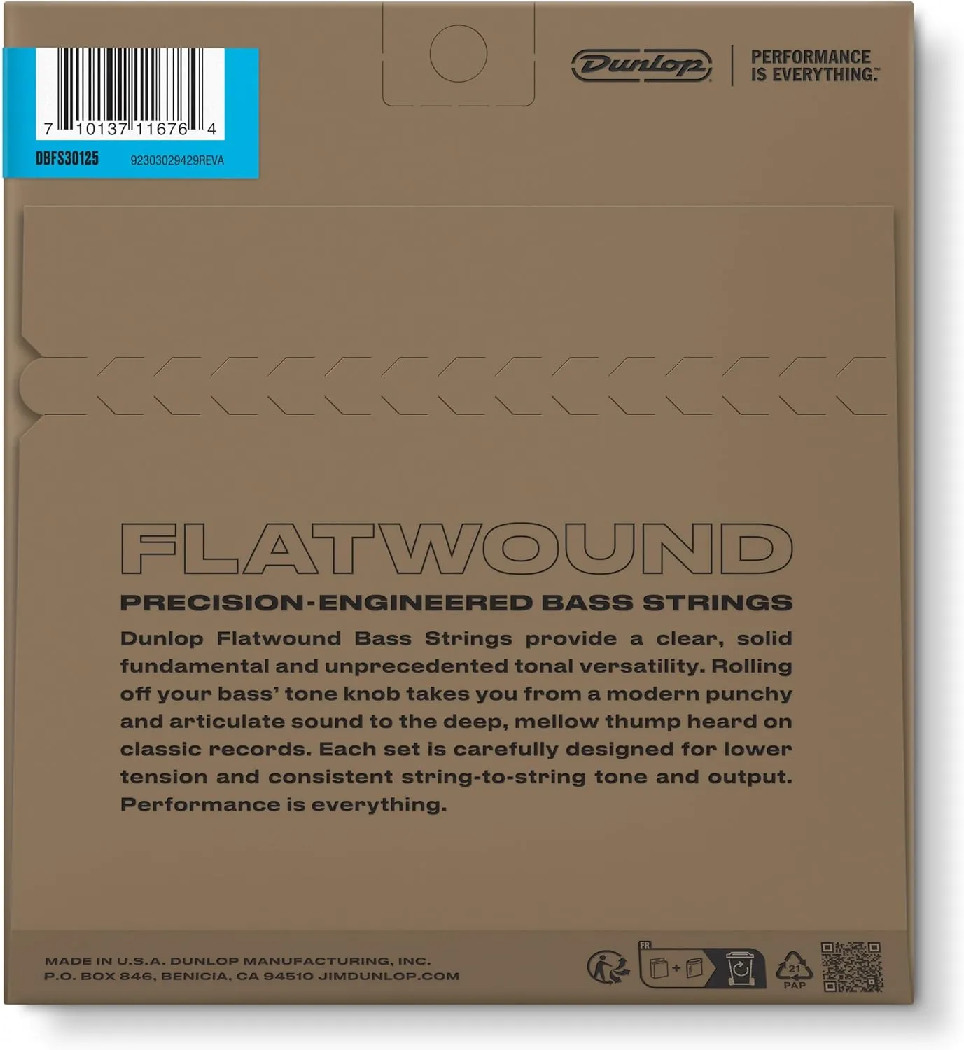 JIM DUNLOP Stainless Steel Flatwound Bass 30-125 | 6-String (DBFS30125)