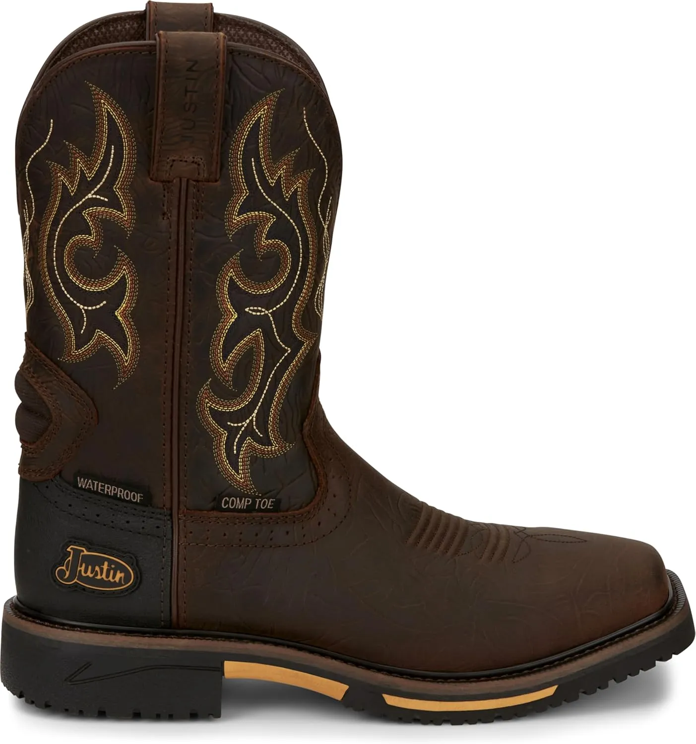Justin Joist 11" Waterproof Composite Toe Work Boots for Men - Durable Leather, Safety Rated, Comfort Layers, EH Protection