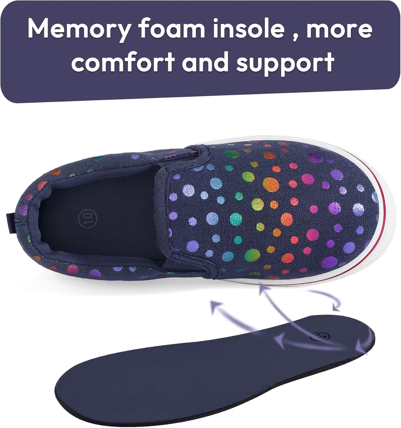 K KomForme Toddler Girls Boys Shoes Little Kids Slip on Canvas Sneakers for Running/Walking
