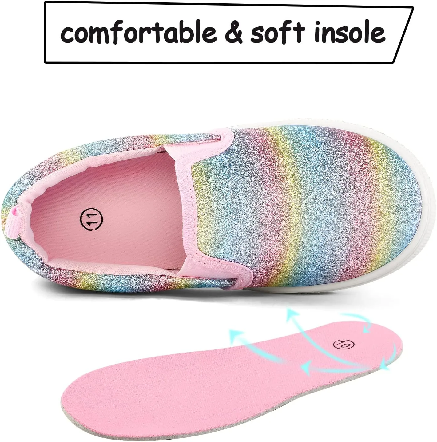 K KomForme Toddler Sneakers for Girls Boys Slip On Canvas Walking Shoes