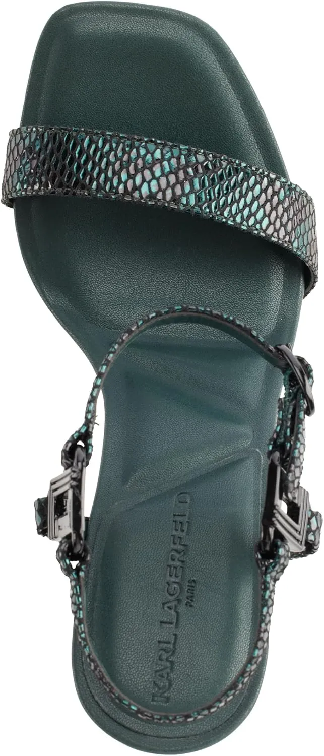 KARL LAGERFELD womens Cybil Evening Ankle Strap Heeled Sandal