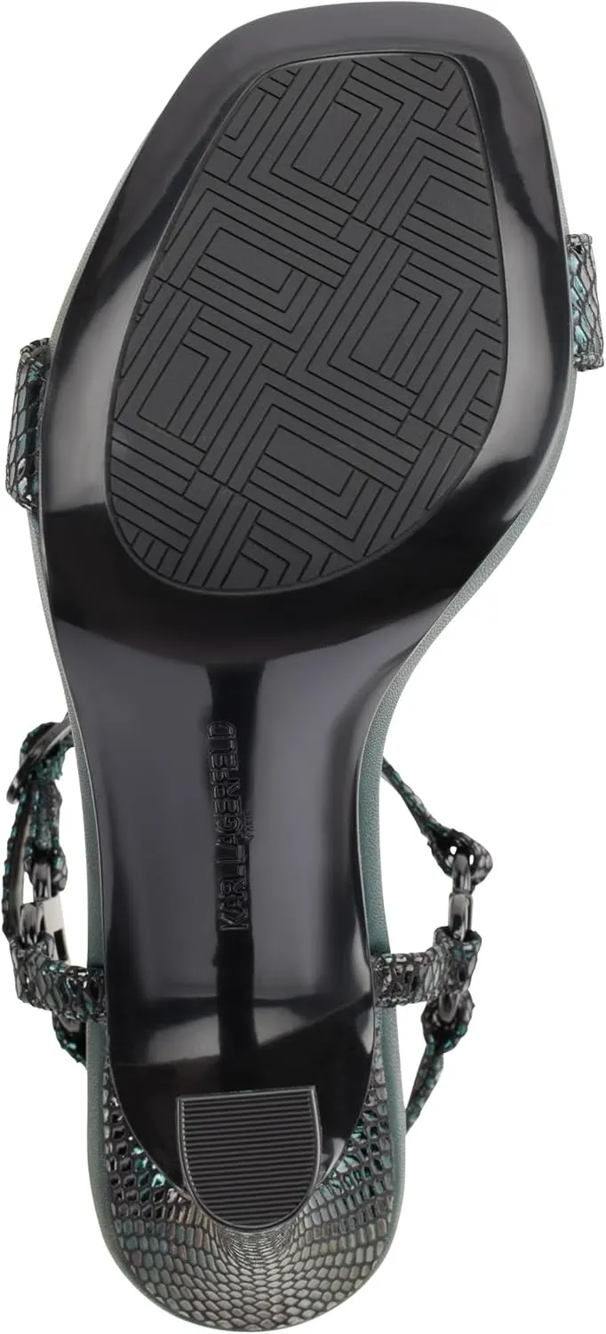 KARL LAGERFELD womens Cybil Evening Ankle Strap Heeled Sandal