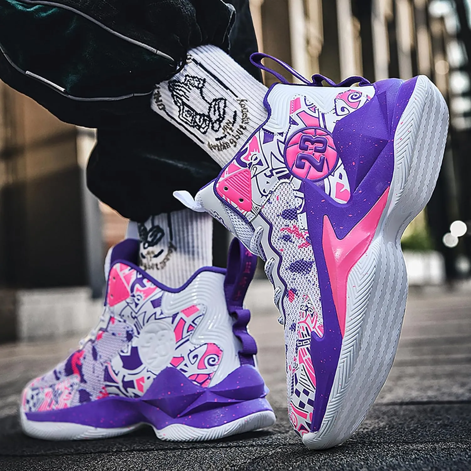 Kids Basketball Shoes High Top Youth Fashion Sneakers Girls Casual Sports Basketball Shoes Breathable Comfortable Boys Sneakers for Big Kids