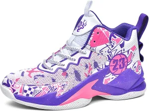 Kids Basketball Shoes High Top Youth Fashion Sneakers Girls Casual Sports Basketball Shoes Breathable Comfortable Boys Sneakers for Big Kids