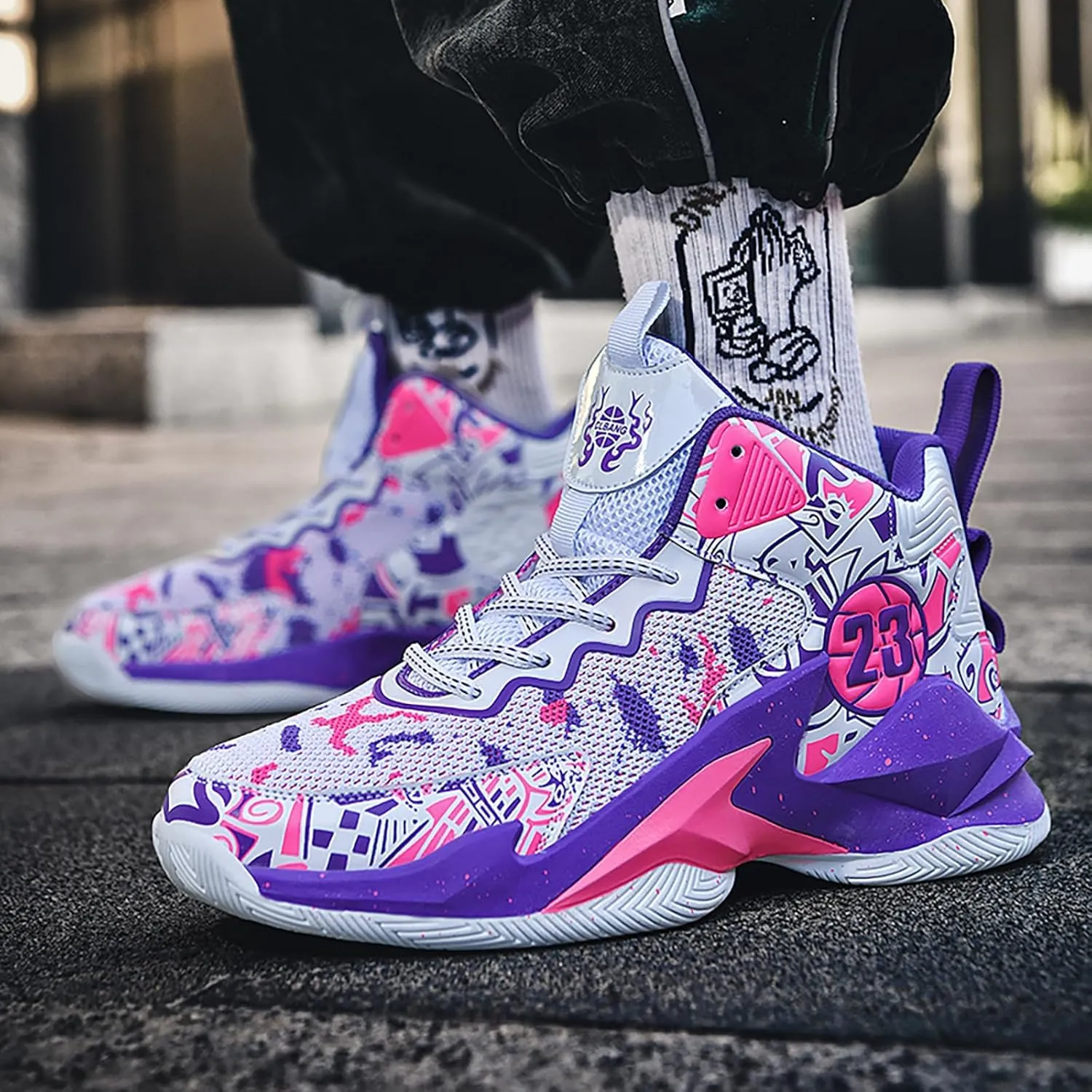 Kids Basketball Shoes High Top Youth Fashion Sneakers Girls Casual Sports Basketball Shoes Breathable Comfortable Boys Sneakers for Big Kids
