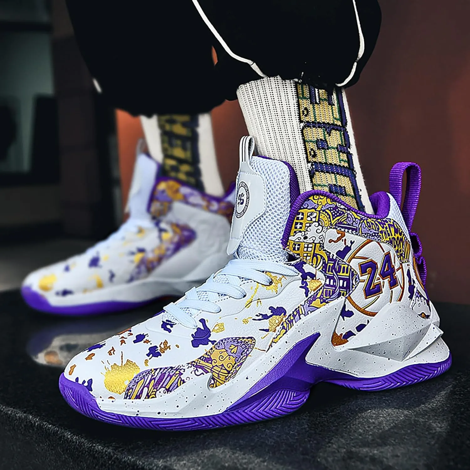 Kids Basketball Shoes High Top Youth Fashion Sneakers Girls Casual Sports Basketball Shoes Breathable Comfortable Boys Sneakers for Big Kids
