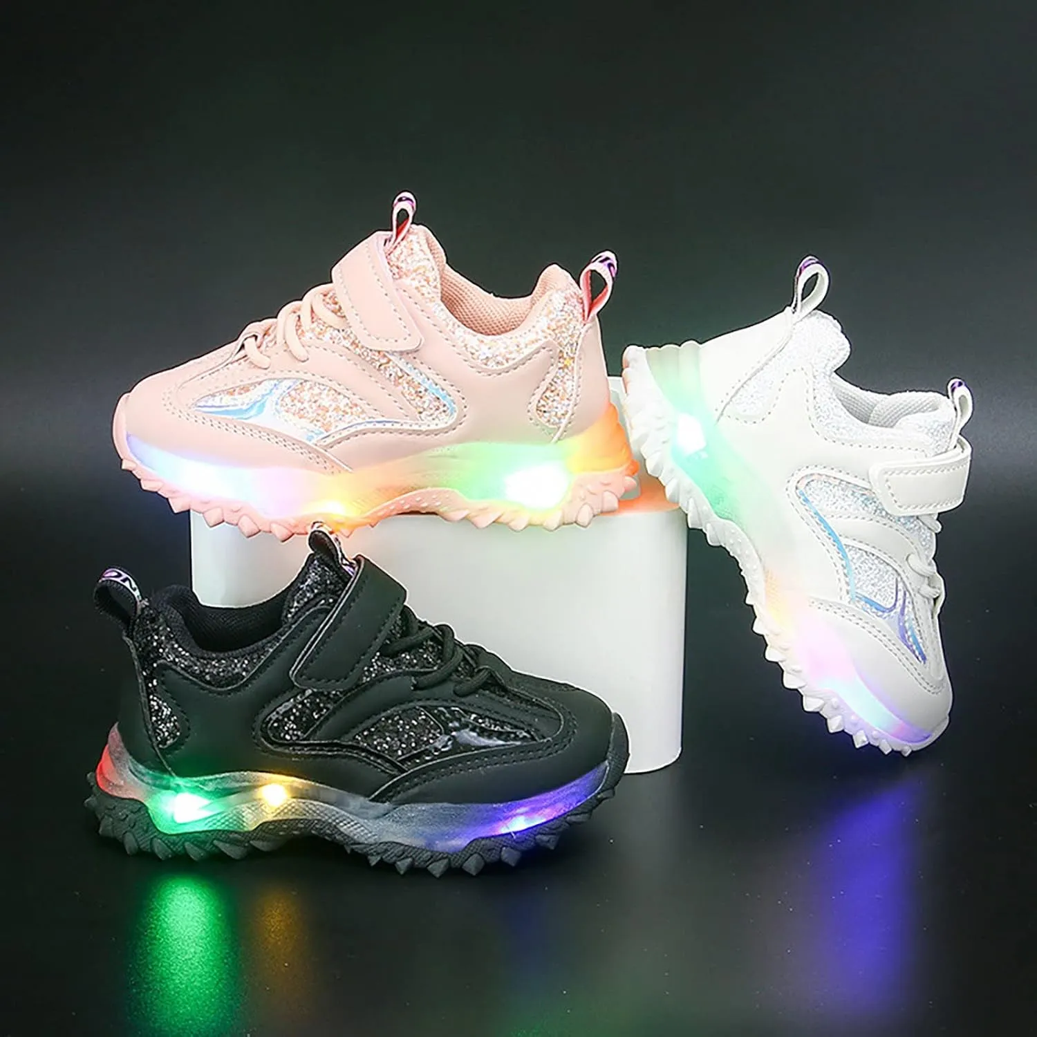 Kids Light Up Shoes for Girls Boys Flash Non Slip Soft Sole Sneakers for Birthday Thanksgiving Girls Shoe Size 12